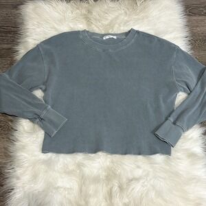 PercfectWhiteTee Womens Waffle Knit Top Boxy Size XS Casual